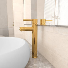 Aranyszínű fürdőszobai keverős csaptelep 12 x 30 cm - utánvéttel vagy ingyenes szállítással