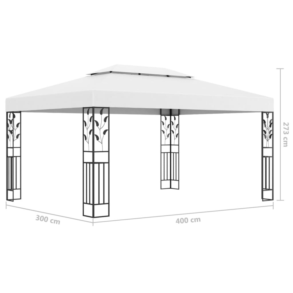 Fehér dupla tetős pavilon fényfüzérrel 3 x 4 m - utánvéttel vagy ingyenes szállítással