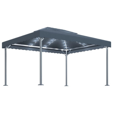 Antracitszürke alumíniumpavilon LED fényfüzérrel 400 x 300 cm - utánvéttel vagy ingyenes szállítással