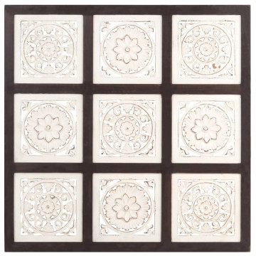 Barna és fehér kézzel faragott fali panel MDF 60 x 60 x 1,5 cm - utánvéttel vagy ingyenes szállítással