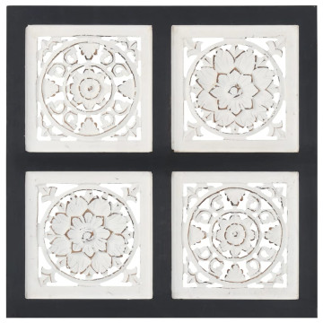 Fekete és fehér kézzel faragott fali panel MDF 40 x 40 x 1,5 cm - utánvéttel vagy ingyenes szállítással