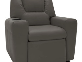 Antracitszürke műbőr dönthető fotel pohártartóval - utánvéttel vagy ingyenes szállítással
