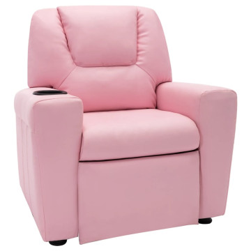 Rózsaszín műbőr dönthető fotel pohártartóval - utánvéttel vagy ingyenes szállítással