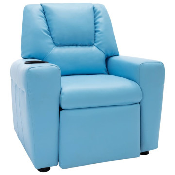 Kék műbőr dönthető fotel pohártartóval - utánvéttel vagy ingyenes szállítással