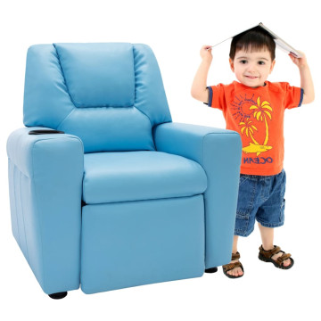 Kék műbőr dönthető fotel pohártartóval - utánvéttel vagy ingyenes szállítással