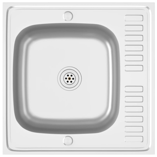 Ezüst rozsdamentes acél lefolyós konyhamosogató 600x600x155 mm - utánvéttel vagy ingyenes szállítással