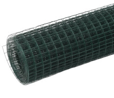 Zöld PVC-bevonatú acél csirkeháló drótkerítés 25 x 1,5 m - utánvéttel vagy ingyenes szállítással