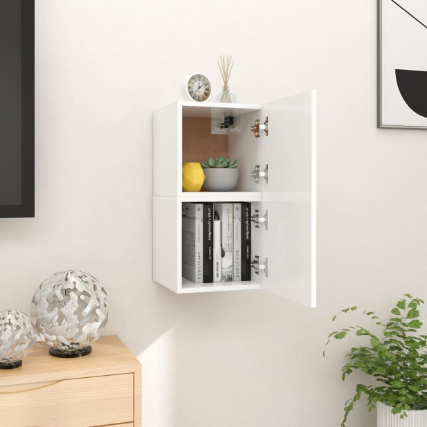 2 db fehér falra szerelhető TV-szekrény 30,5 x 30 x 30 cm - utánvéttel vagy ingyenes szállítással