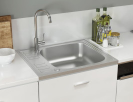 Ezüstszínű rozsdamentes acél mosogató lefolyóval 500x600x155mm - utánvéttel vagy ingyenes szállítással