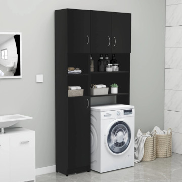 Fekete forgácslap mosógépszekrény szett - utánvéttel vagy ingyenes szállítással
