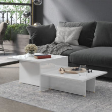 Magasfényű fehér forgácslap dohányzóasztal 111,5 x 50 x 33 cm - utánvéttel vagy ingyenes szállítással