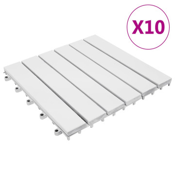10 darab fehér tömör akácfa padlólap 30 x 30 cm - utánvéttel vagy ingyenes szállítással