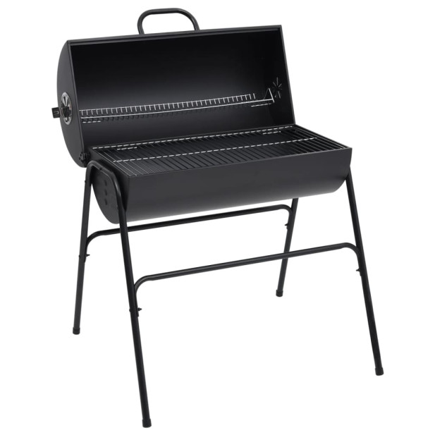 Fekete acél henger alakú grillsütő 2 sütőráccsal 80x95x90 cm - utánvéttel vagy ingyenes szállítással