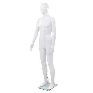 Fényes fehér, egész alakos férfi próbababa üvegtalppal 185 cm - utánvéttel vagy ingyenes szállítással