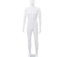 Fényes fehér, egész alakos férfi próbababa üvegtalppal 185 cm - utánvéttel vagy ingyenes szállítással