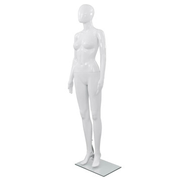 Fényes fehér, egész alakos női próbababa üvegtalppal 175 cm - utánvéttel vagy ingyenes szállítással