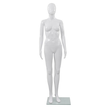 Fényes fehér, egész alakos női próbababa üvegtalppal 175 cm - utánvéttel vagy ingyenes szállítással