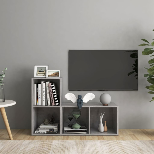 2 db betonszürke szerelt fa TV-szekrény 72 x 35 x 36,5 cm - utánvéttel vagy ingyenes szállítással