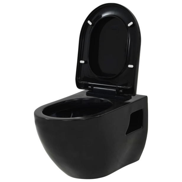 Fekete kerámia fali WC csésze - utánvéttel vagy ingyenes szállítással