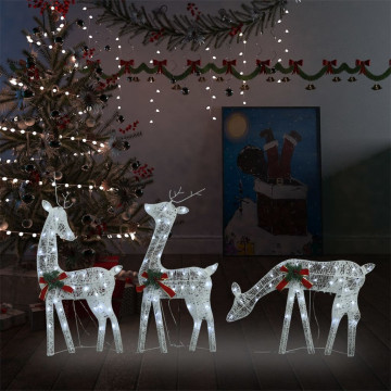 Ezüst hideg fehér hálós karácsonyi rénszarvascsalád 270x7x90 cm - utánvéttel vagy ingyenes szállítással