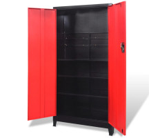 Fekete és piros 2 ajtós acél szerszámos szekrény 90x40x180 cm - utánvéttel vagy ingyenes szállítással