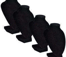 Flanel ékszer tartó nyaklánc mellszobor fekete 9 x 8,5 x 15 cm 4 db - utánvéttel vagy ingyenes szállítással