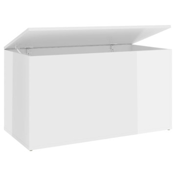 Magasfényű fehér forgácslap tárolóláda 84 x 42 x 46 cm - utánvéttel vagy ingyenes szállítással