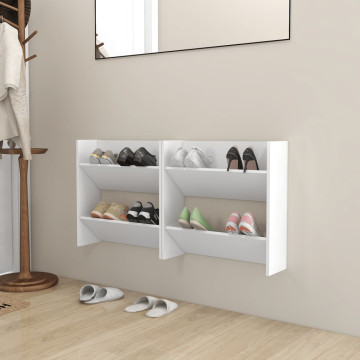 2 db fehér forgácslap fali cipősszekrény 60 x 18 x 60 cm - utánvéttel vagy ingyenes szállítással