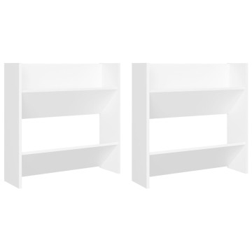 2 db fehér forgácslap fali cipősszekrény 60 x 18 x 60 cm - utánvéttel vagy ingyenes szállítással