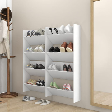 4 db fehér forgácslap fali cipősszekrény 60 x 18 x 60 cm - utánvéttel vagy ingyenes szállítással