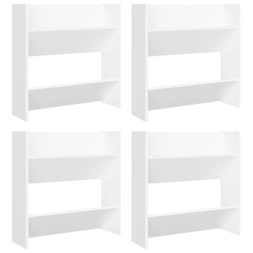 4 db fehér forgácslap fali cipősszekrény 60 x 18 x 60 cm - utánvéttel vagy ingyenes szállítással