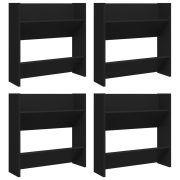 4 db fekete szerelt fa fali cipősszekrény 60 x 18 x 60 cm - utánvéttel vagy ingyenes szállítással