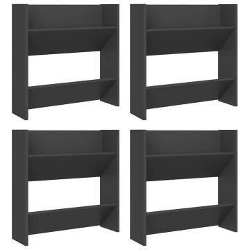 4 db szürke szerelt fa fali cipősszekrény 60 x 18 x 60 cm - utánvéttel vagy ingyenes szállítással