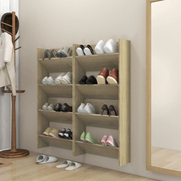 4 db sonoma tölgy szerelt fa fali cipősszekrény 60 x 18 x 60 cm - utánvéttel vagy ingyenes szállítással