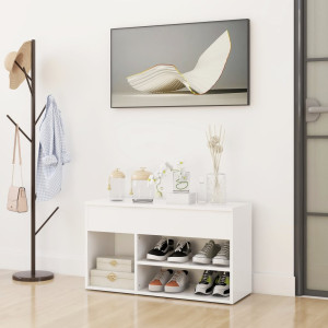 Fehér forgácslap cipőtároló pad 80 x 30 x 45 cm - utánvéttel vagy ingyenes szállítással