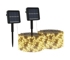 2 db napelemes 200 LED-es törtfehér kül- és beltéri fényfüzér - utánvéttel vagy ingyenes szállítással
