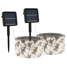 2 db napelemes 200 LED-es hideg fehér kül-/beltéri fényfüzér - utánvéttel vagy ingyenes szállítással