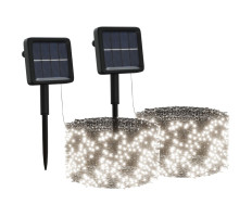 2 db napelemes 200 LED-es hideg fehér kül-/beltéri fényfüzér - utánvéttel vagy ingyenes szállítással