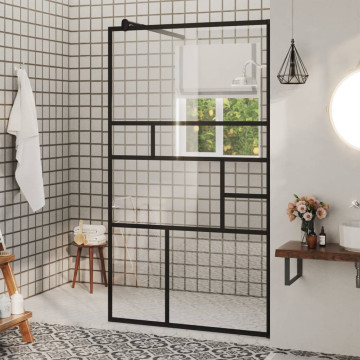 Fekete zuhanyfal átlátszó ESG üveggel 90 x 195 cm - utánvéttel vagy ingyenes szállítással