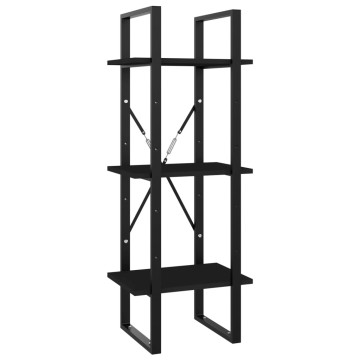 3-szintes fekete forgácslap könyvszekrény 40 x 30 x 105 cm - utánvéttel vagy ingyenes szállítással