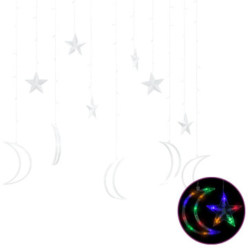 Csillag és hold fényfüzér 138 színes LED-del és távirányítóval - utánvéttel vagy ingyenes szállítással