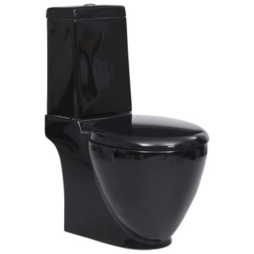 Fürdőszobai kerek fekete kerámia WC alsó vízelvezetéssel - utánvéttel vagy ingyenes szállítással