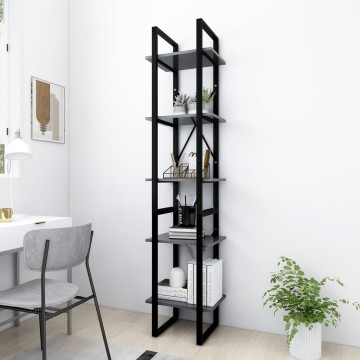 5 szintes szürke szerelt fa könyvszekrény 40 x 30 x 175 cm - utánvéttel vagy ingyenes szállítással