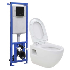 Fekete falra szerelhető kerámia WC rejtett magas tartállyal - utánvéttel vagy ingyenes szállítással