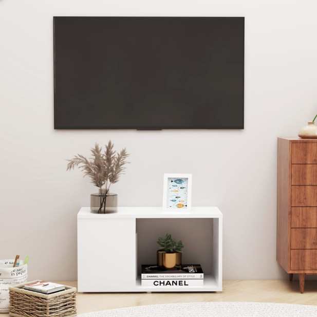 Fehér szerelt fa TV-szekrény 60 x 24 x 32 cm - utánvéttel vagy ingyenes szállítással