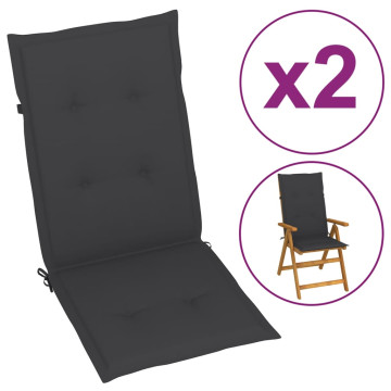 2 db antracit színű párna kerti székhez 120 x 50 x 3 cm - utánvéttel vagy ingyenes szállítással