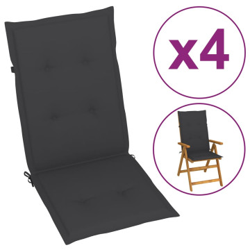 4 db antracit színű párna kerti székhez 120 x 50 x 3 cm - utánvéttel vagy ingyenes szállítással