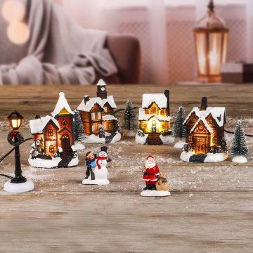 HI LED-es karácsonyi falu jelenet dekoráció - utánvéttel vagy ingyenes szállítással