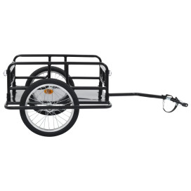 Fekete acél kerékpár-utánfutó 130 x 73 x 48,5 cm - utánvéttel vagy ingyenes szállítással