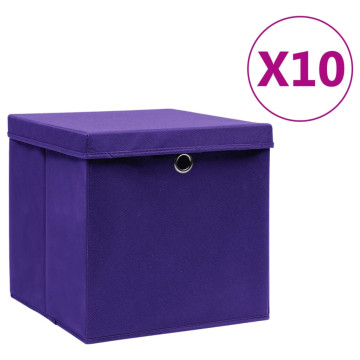10 db lila fedeles tárolódoboz 28 x 28 x 28 cm - utánvéttel vagy ingyenes szállítással
